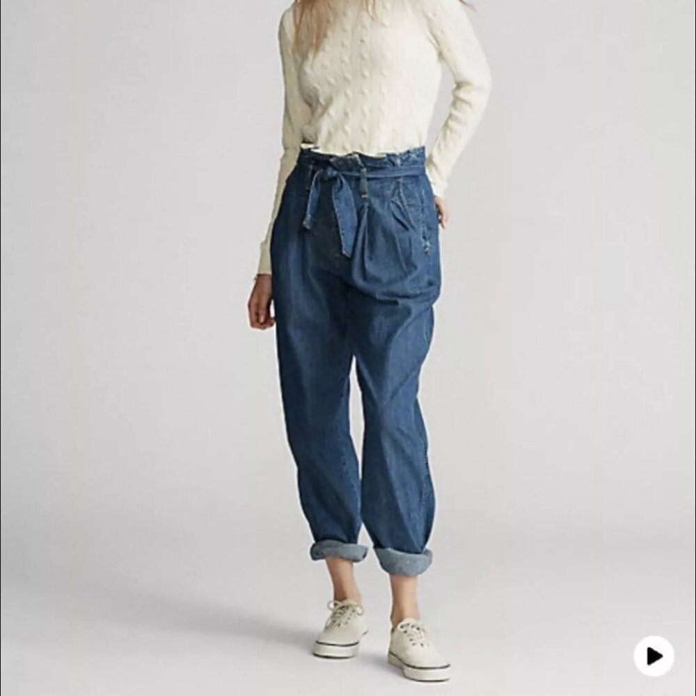 Polo Ralph Lauren Paper Bag Denim Jean Pants Belted Size 28 Jeans